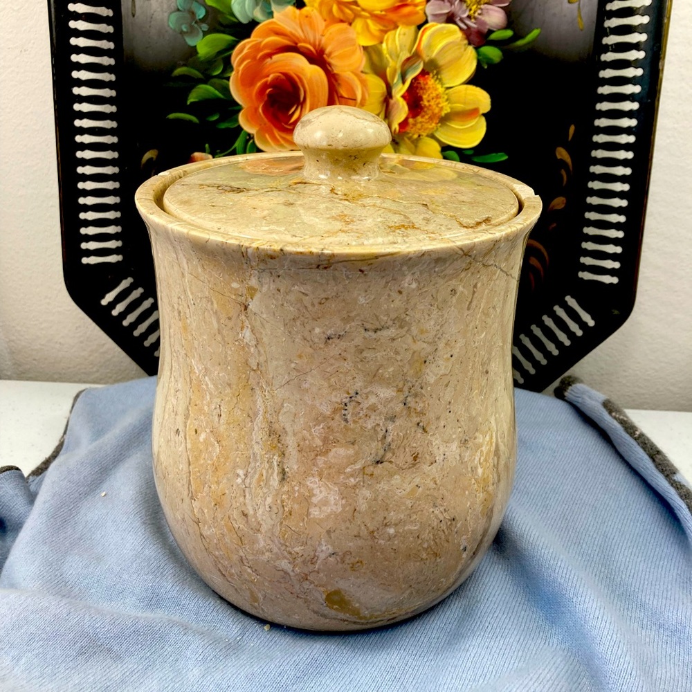 Vintage Italian Travertine Canister Marble Canister